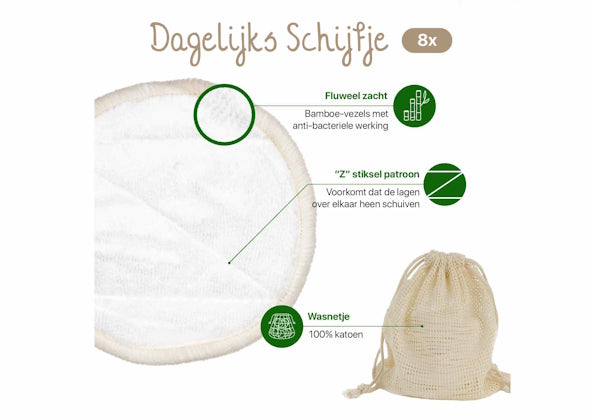 10x Wasbare Wattenschijfjes (8x Dagelijks 2x Scrub) (kopie) - Speeltastisch l Ecotastisch