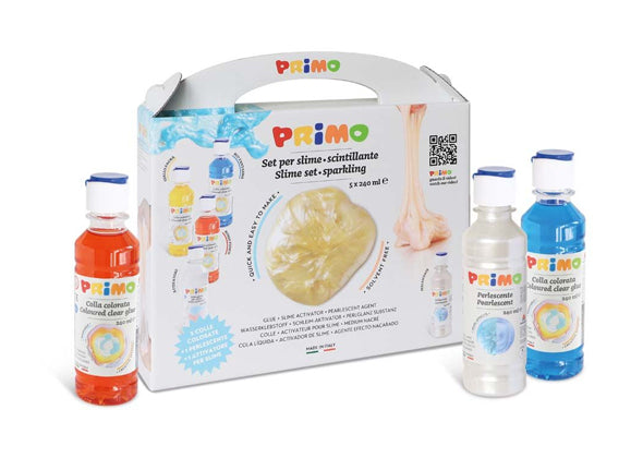 Slijmset Sparkling 3 kleuren, parelmoer en activator - Speeltastisch l Ecotastisch