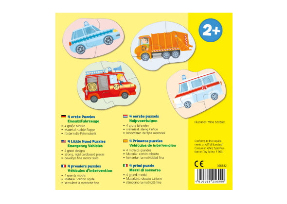 4 eerste puzzels - Hulpvoertuigen - Speeltastisch l Ecotastisch