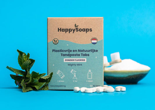 Happy Soaps Tandpasta Tabs navulling zonder Fluoride - Mighty Mint