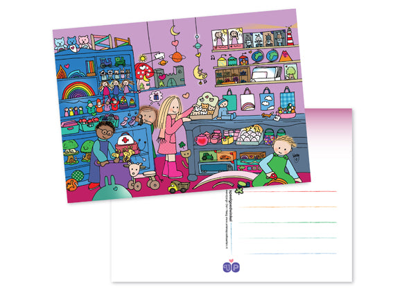 Postkaart Speelgoedwinkel - Speeltastisch l Ecotastisch
