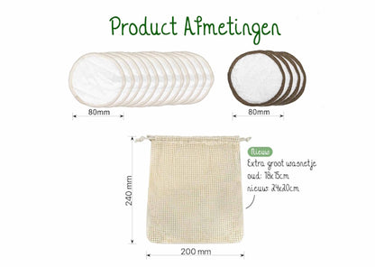 Bamboozy 16x Wasbare Wattenschijfjes (12x Dagelijks 4x Scrub)