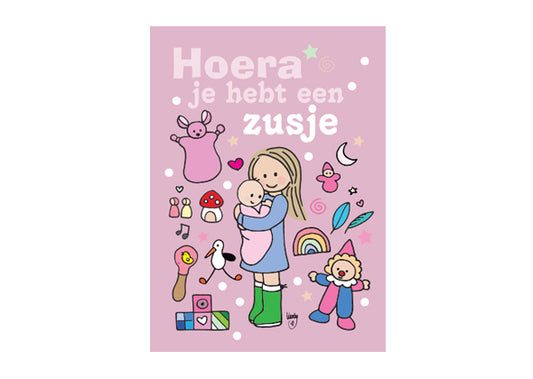 Postkaart Zusje Roze
